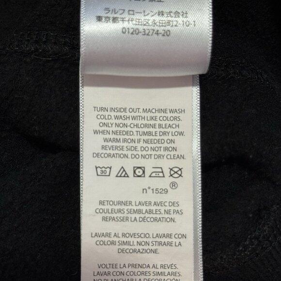 Polo Ralph Lauren Crewneck Sweatshirt Black L 1967 Pullover Cotton Lined Preppy - Picture 7 of 8